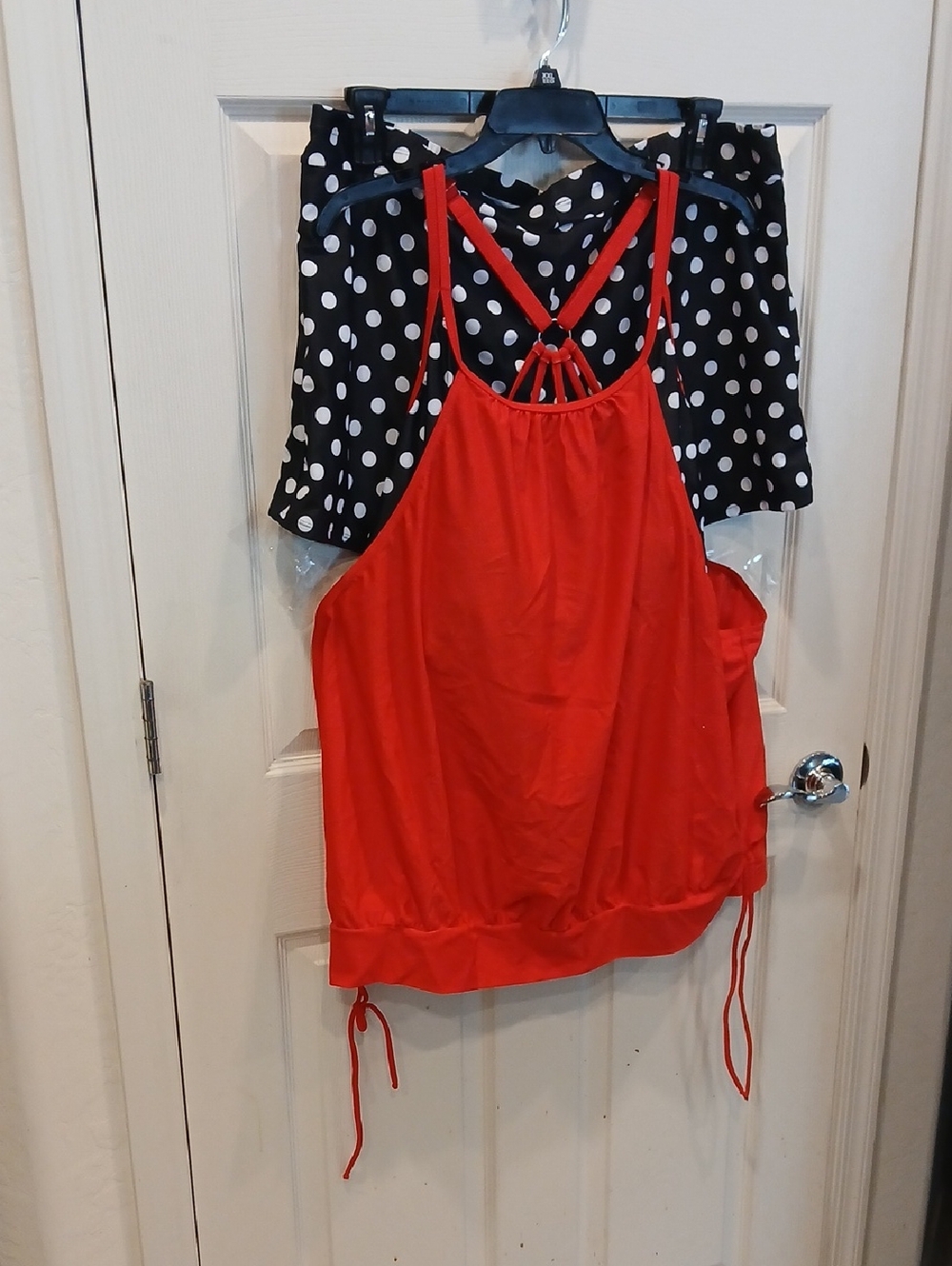 Red Strappy Tank Top 2 Piece Swimsuit